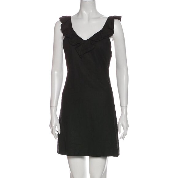Loeffler Randall Shift Dress Black Ruffle V Neck Small - Picture 1 of 3